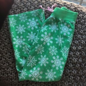 Justice Winter Green Snowflake pajama bottoms
